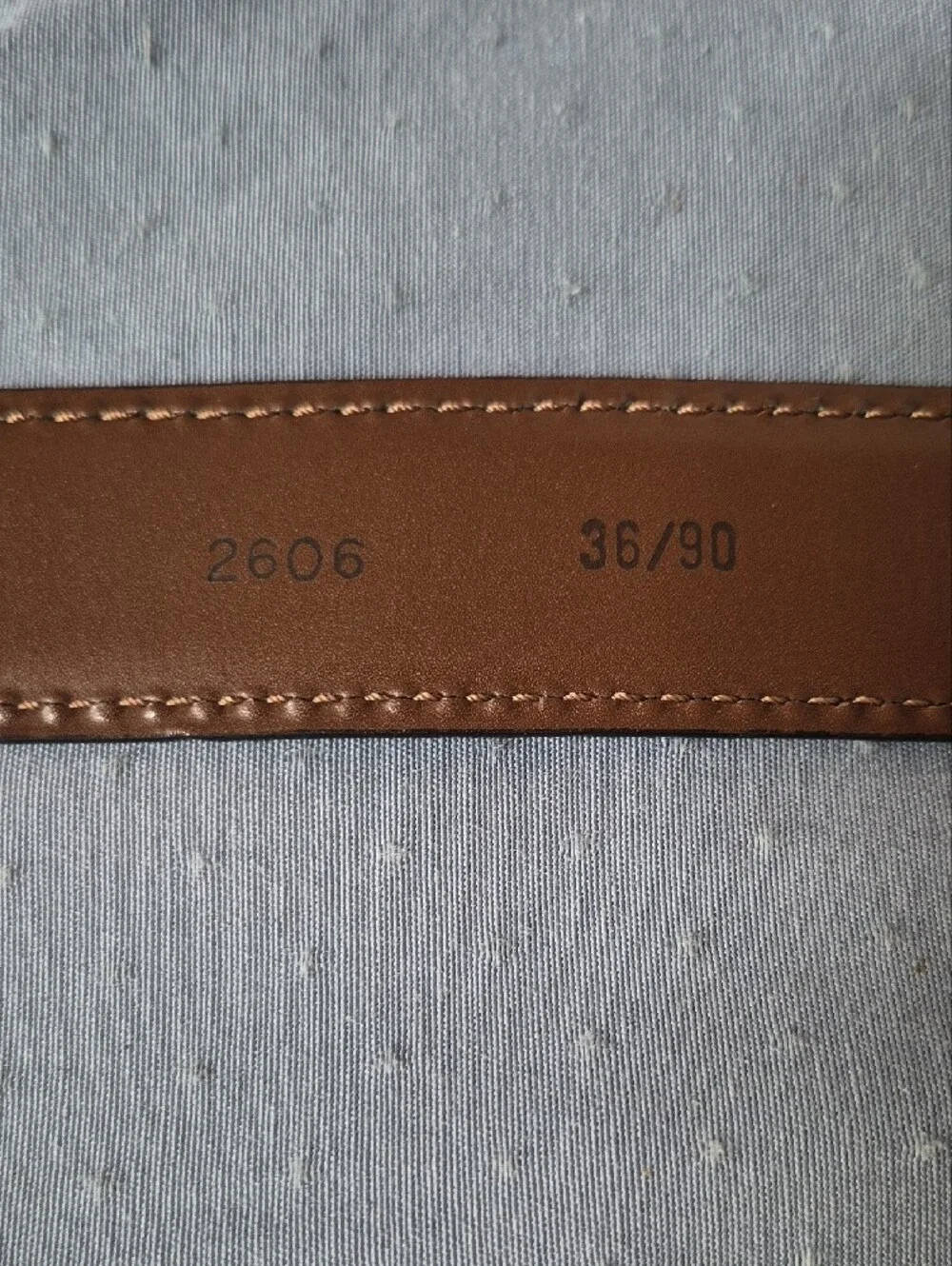 Handmade Italian Cognac Leather Belt with Brushed Silver Buckle Mens 36 Classic